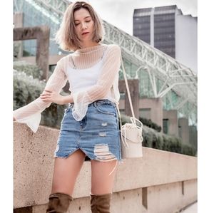 ZARA Trafaluc Distressed Denim Jean Mini Skirt